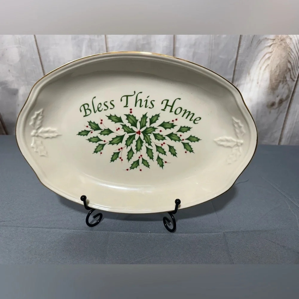 Lenox Holiday”Bless This Home” Oval Serving Platter